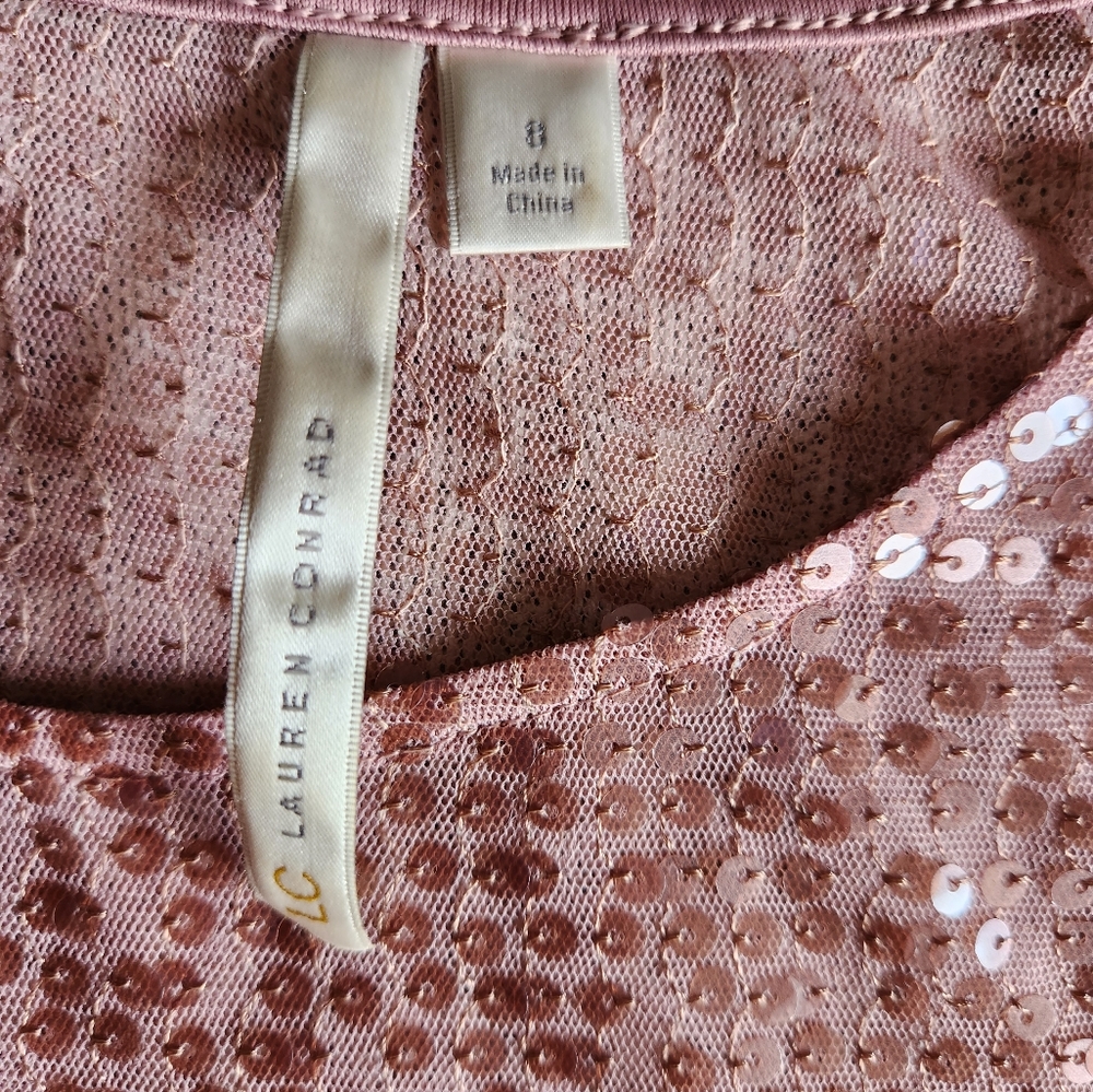 Rose sequined sheath sz 8